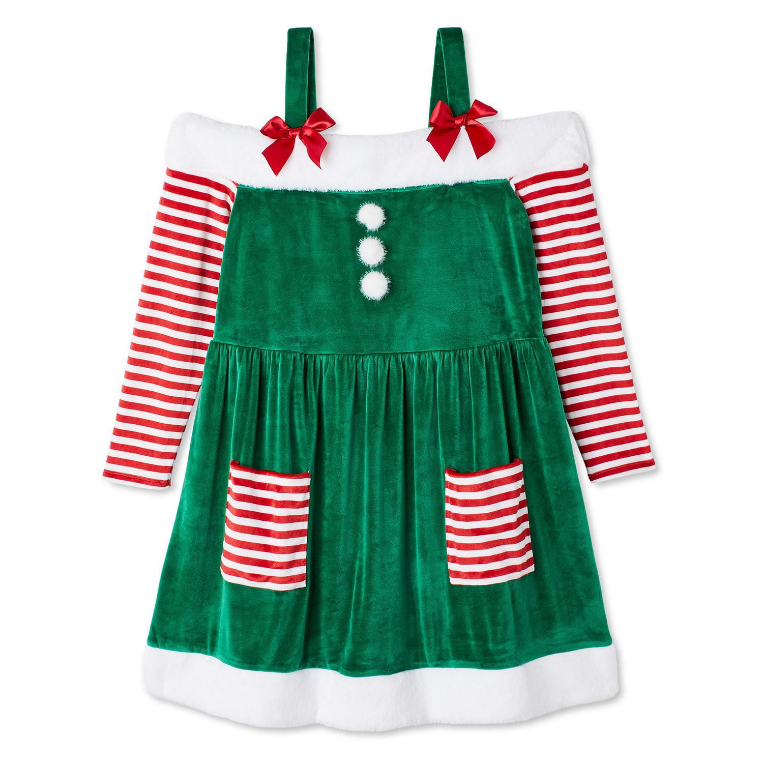 George Women's Plus Candy Cane Elf Dress