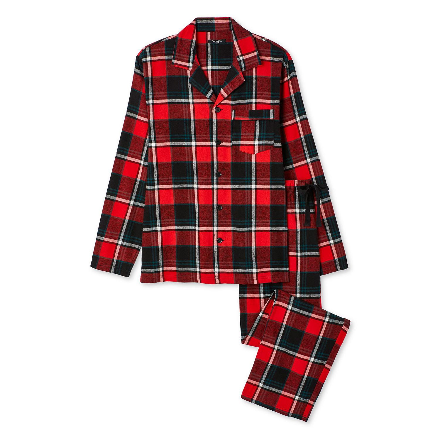 George Men's Notch Collar Pajama 2-Piece Set