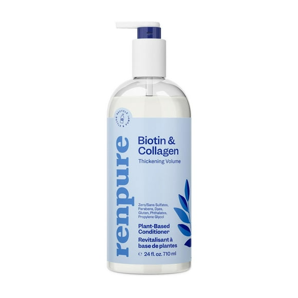 Renpure Biotin & Collagen Conditioner, Plant -Based - Nutrient Infused Formula for Fuller, Thicker Looking Hair - For Fine, Thin or Limp Hair - 24 Fl Oz, Volumizing Conditioner