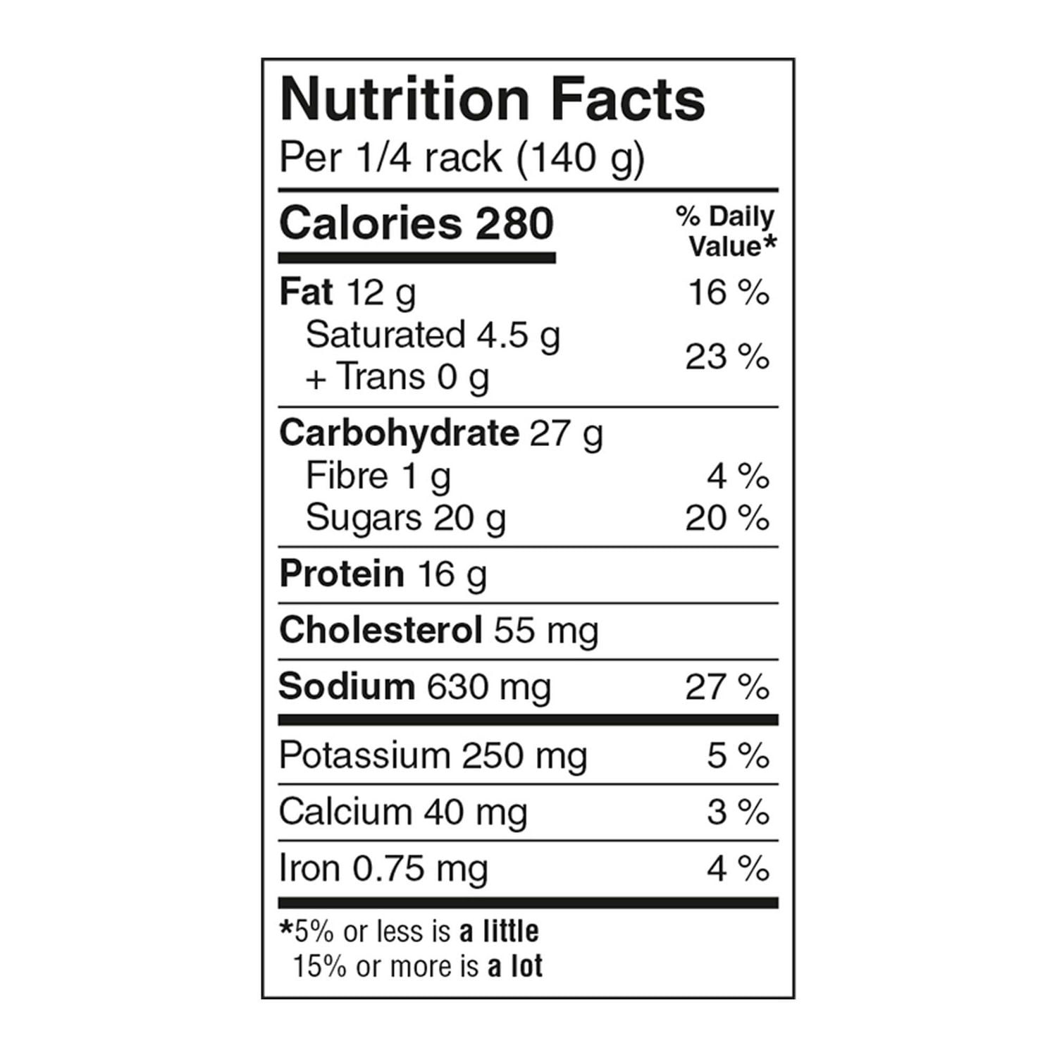 Great Value Secret Recipe Series Hot Honey Flavoured Pork Back Ribs, 500 g