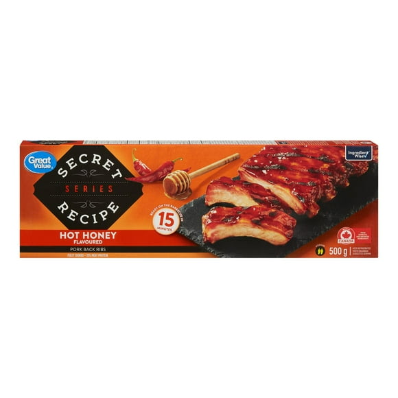 Great Value Secret Recipe Series Hot Honey Flavoured Pork Back Ribs, 500 g