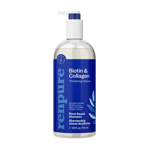 Renpure Biotin & Collagen Shampoo, Plant -Based - Nutrient Infused Formula for Fuller, Thicker Looking Hair - For Fine, Thin or Limp Hair - 24 Fl Oz, Volumizing Shampoo
