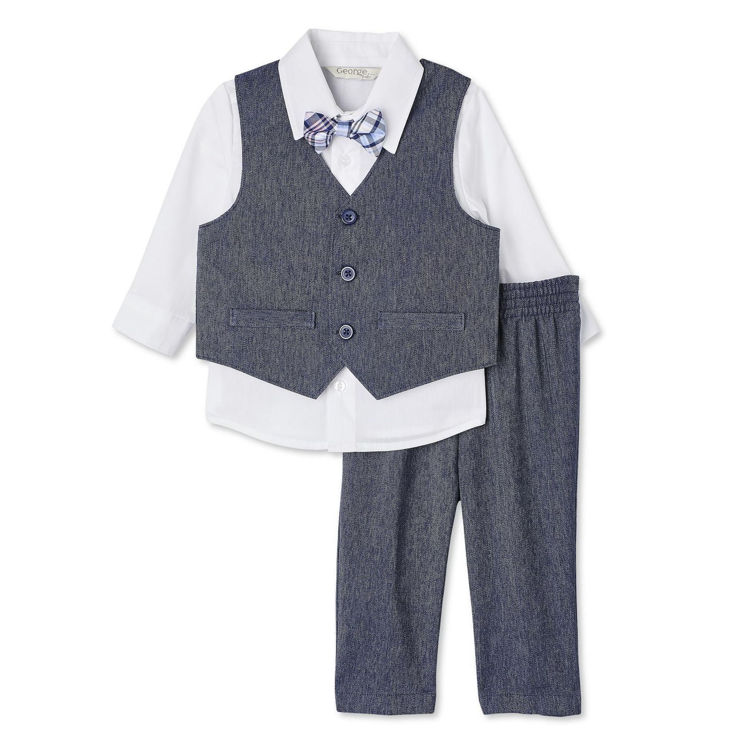 Ensemble 4 pièces avec chemise, gilet, pantalon et nœud papillon George pour bébés garçons