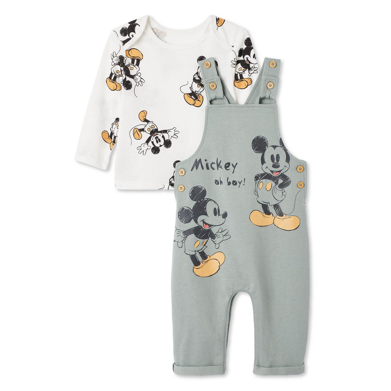 Ensemble 2 pièces avec salopette Mickey Mouse Disney pour bébés garçons