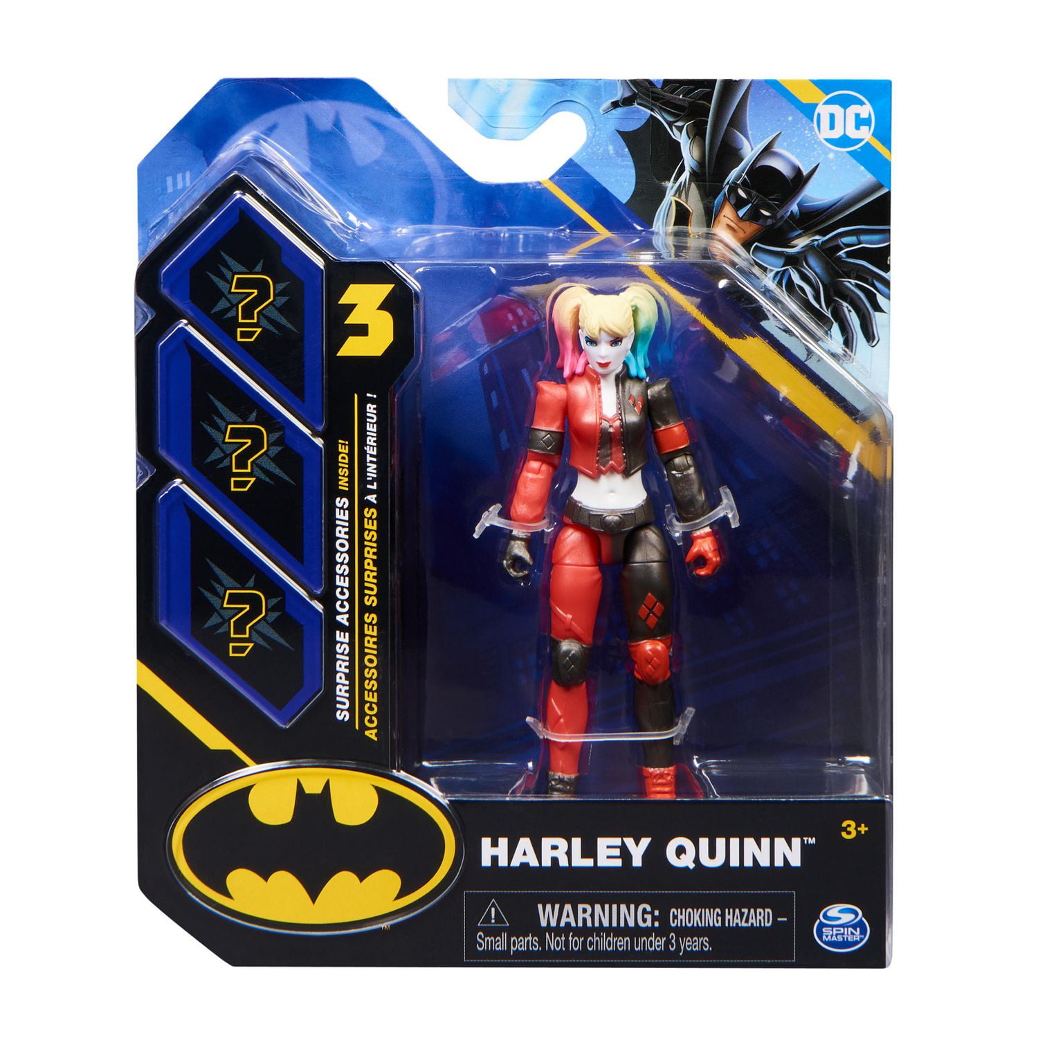 DC Comics 4 inch Harley Quinn Action Figure with 3 Mystery Accessories Batman Kids Toys for Boys and Girls Ages 3 and up