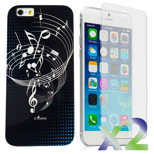 Étui Exian pour iPhone 6 à motif de notes de musique - noir