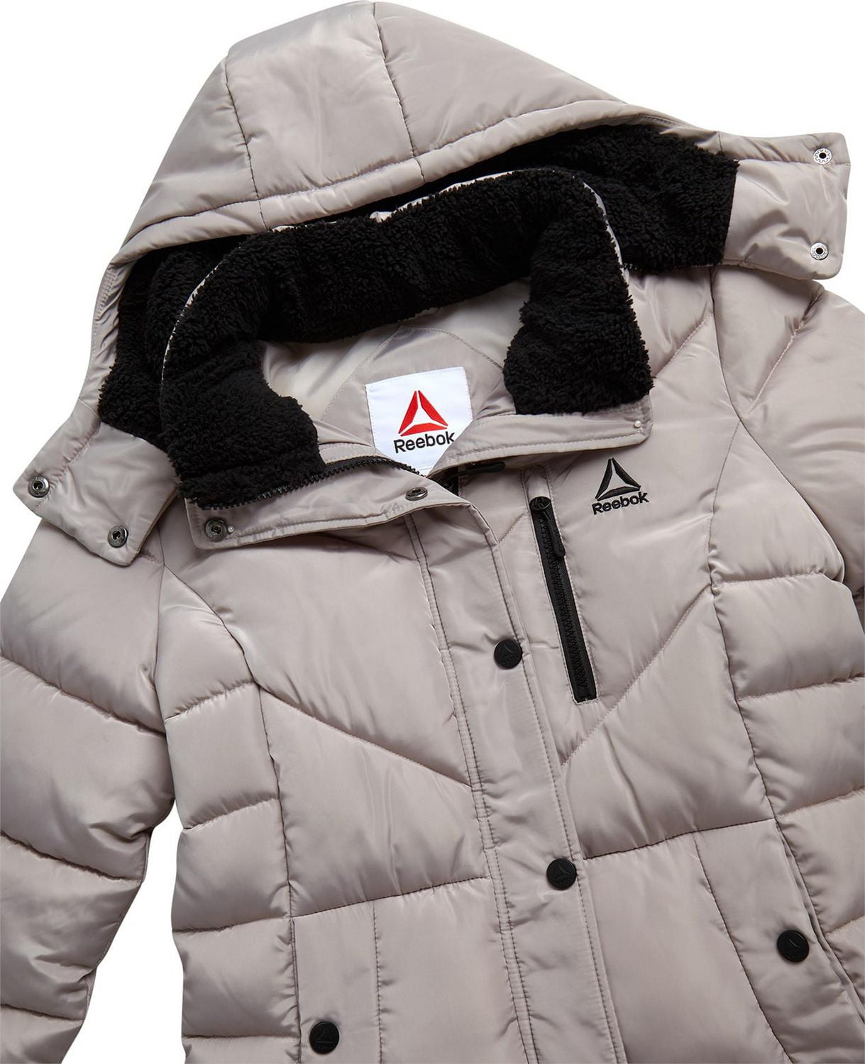Reebok Womens' Adjustable Puffer Coat with Sherpa Lined Hood