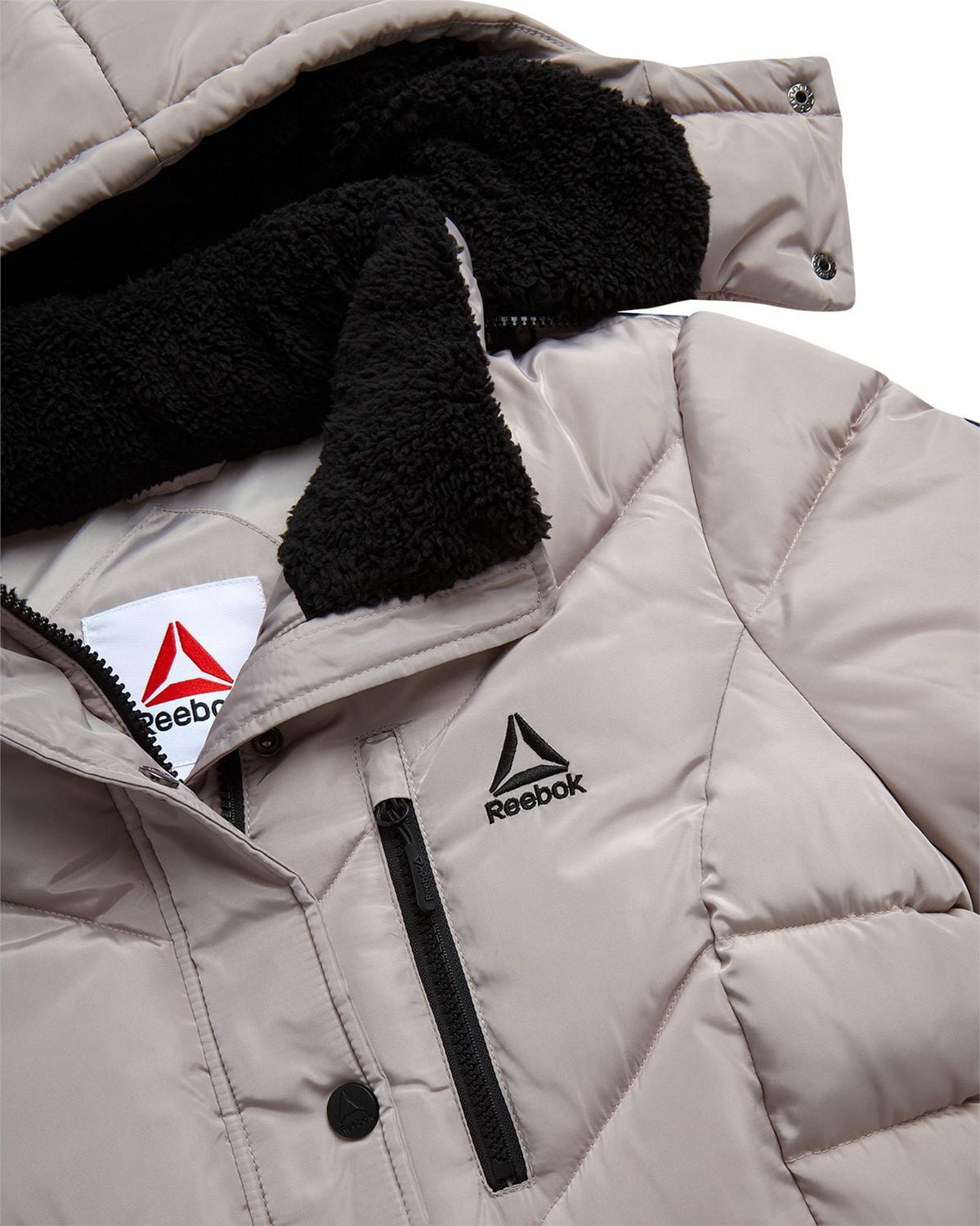 Reebok Womens' Adjustable Puffer Coat with Sherpa Lined Hood