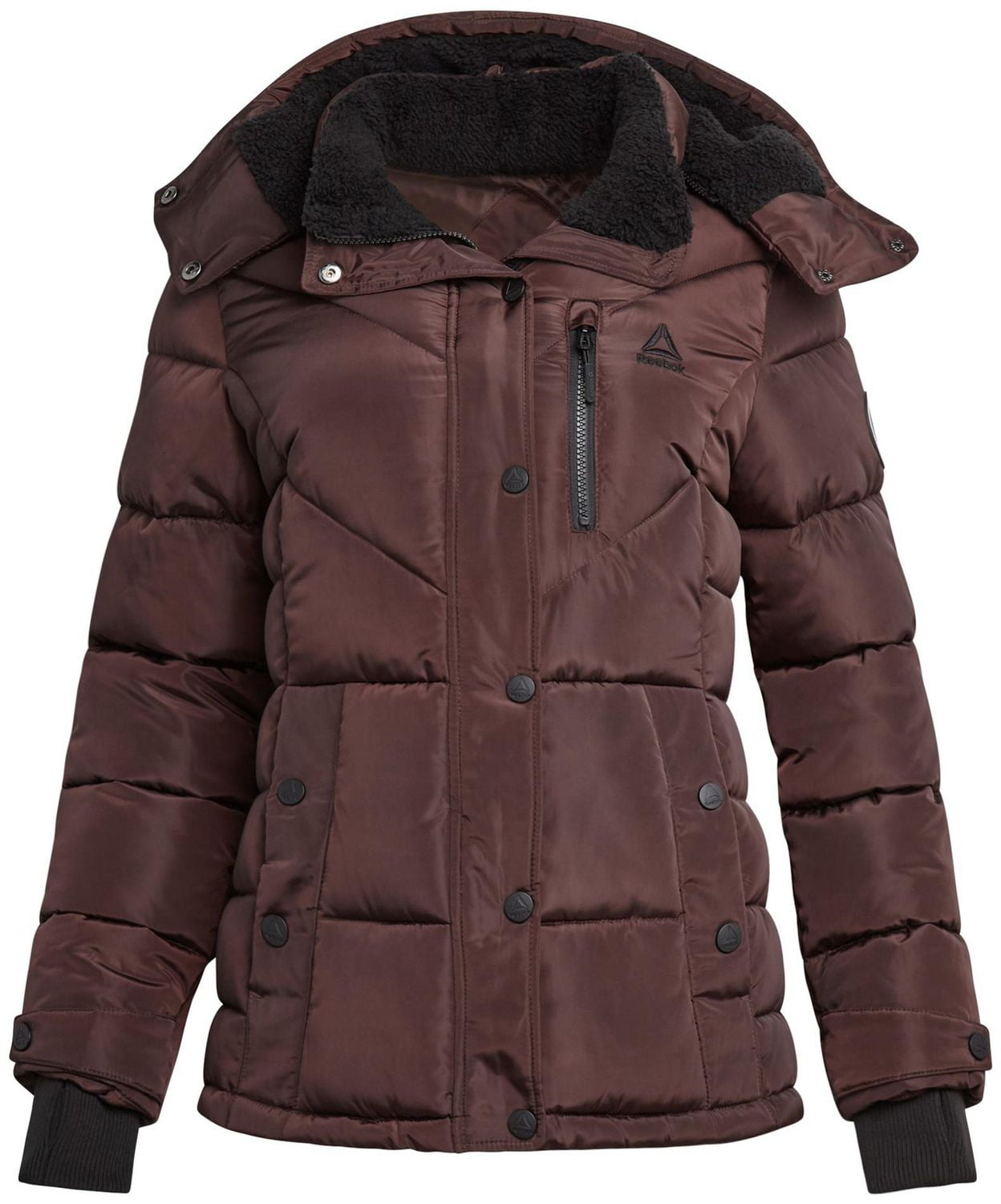 Manteau matelassé ajustable pour femmes Reebok avec capuchon doublé en sherpa