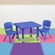 Ensemble de table d’activités carrée de 24 po en plastique bleu à hauteur réglable avec 2 chaises – image 2 sur 9