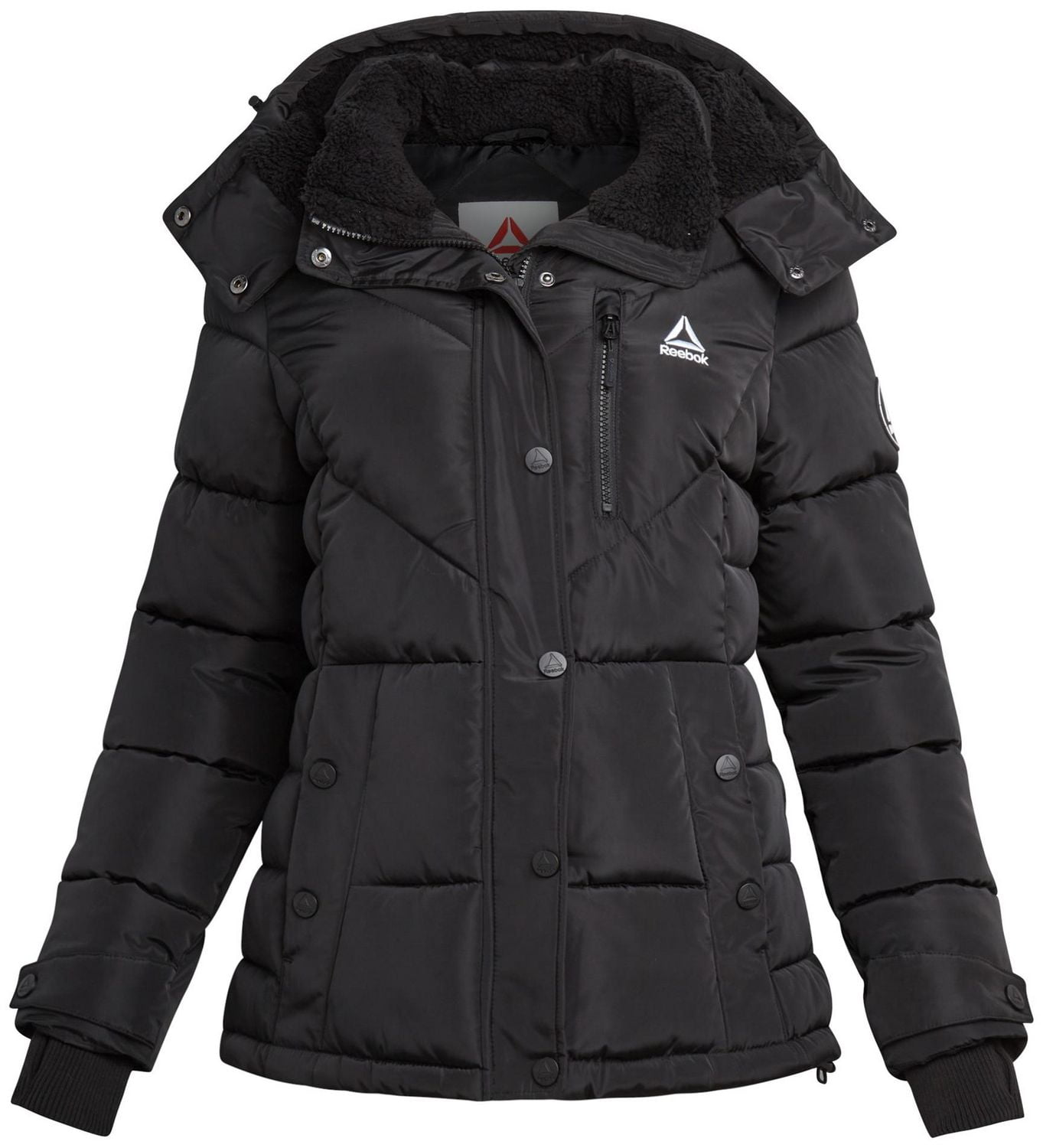 Reebok Womens' Adjustable Puffer Coat with Sherpa Lined Hood