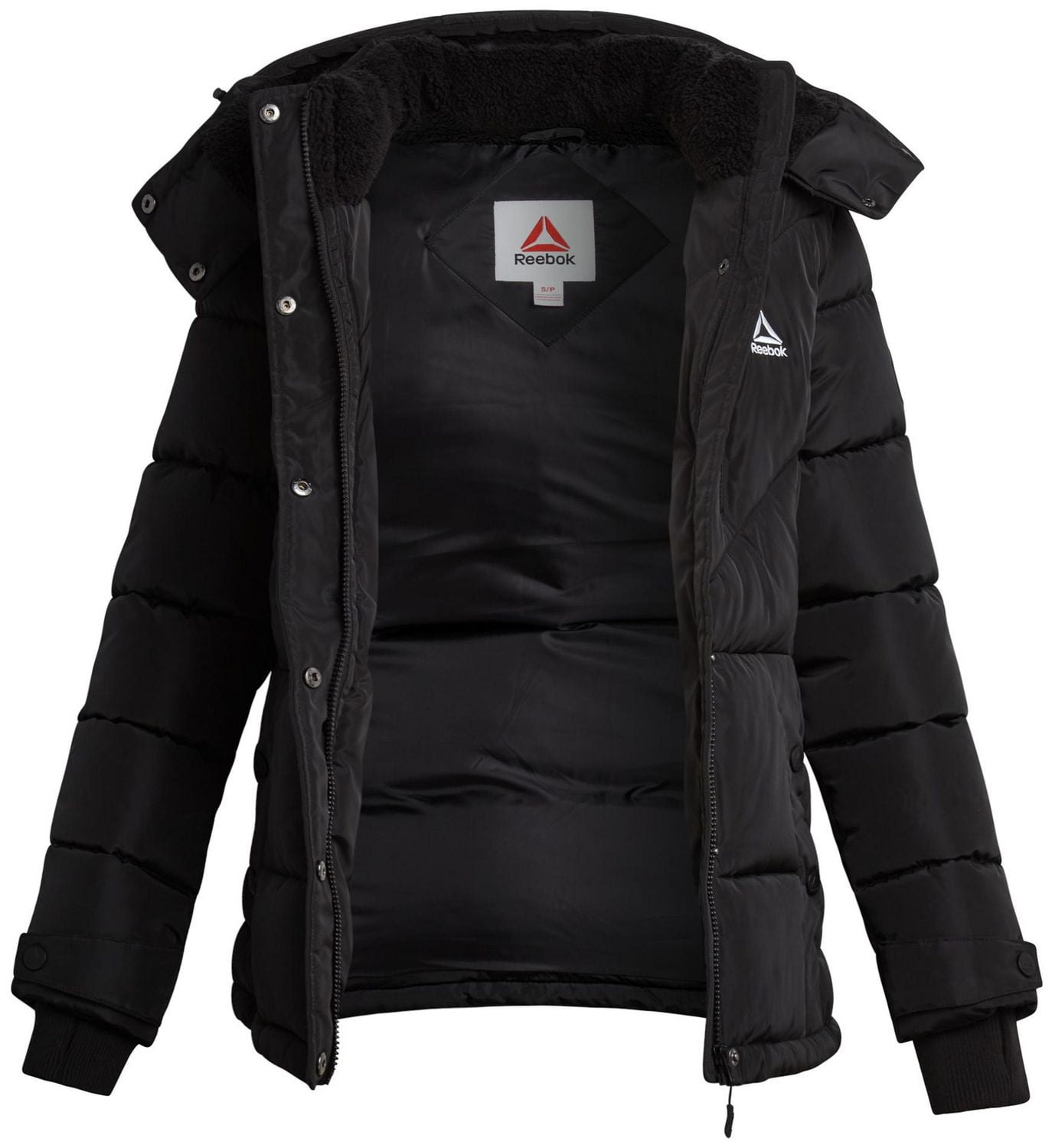 Reebok Womens' Adjustable Puffer Coat with Sherpa Lined Hood