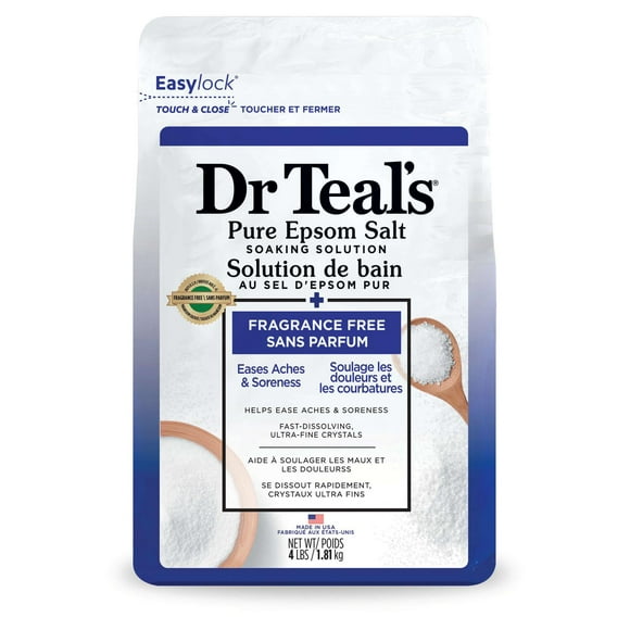 Dr Teal's Pure Epsom Salt Soak, Fragrance Free (Packaging May Vary), 1.81 kg / 4lb