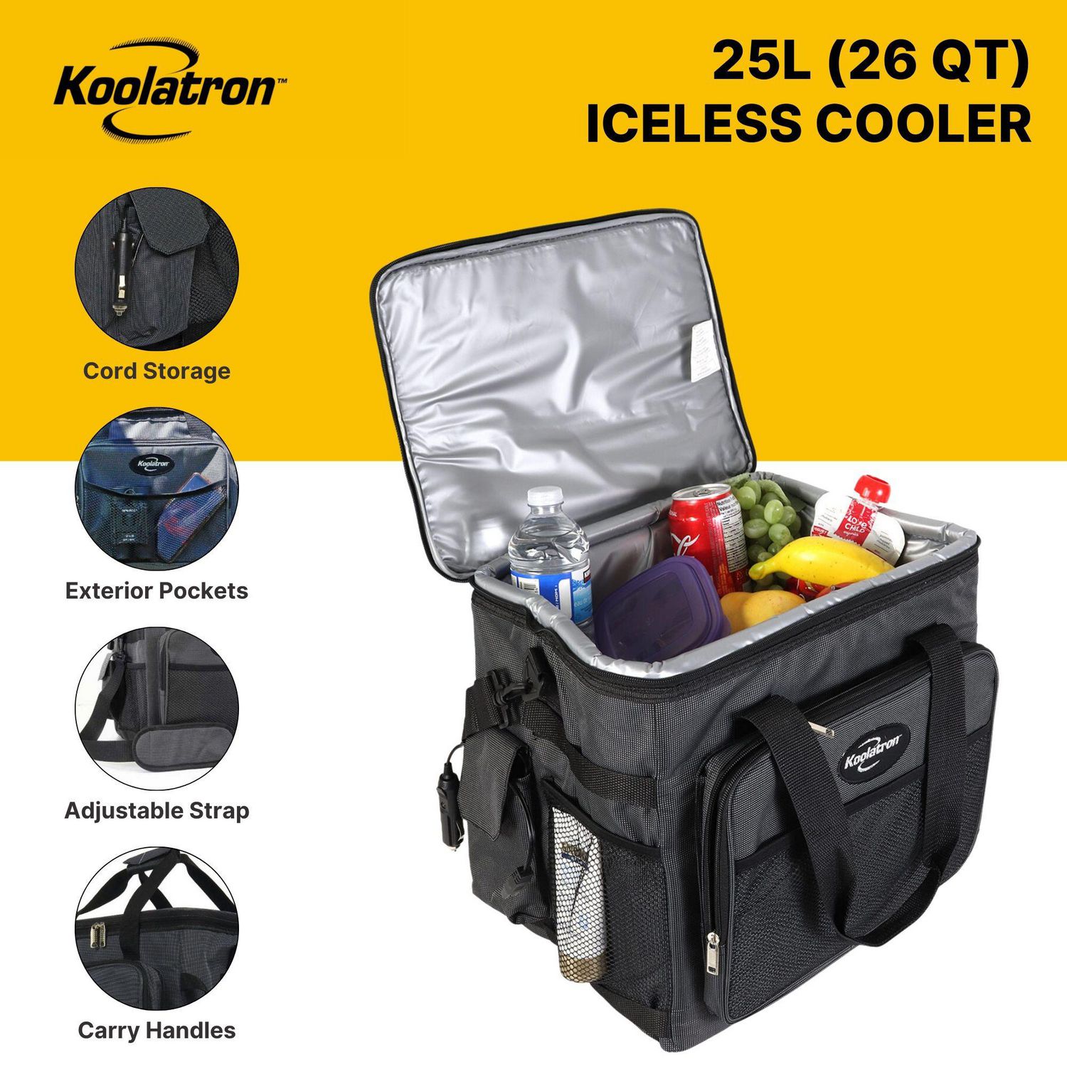 Koolatron D25 Sac-glacière portable hybride 12 V 25 L (26 ptes)