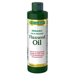NATURE'S BOUNTY Flaxseed Oil, Organique, pressé à froid, source végétarienne de Omega-3 Acides gras, pour le maintien d'une bonne santé 237.0 mL