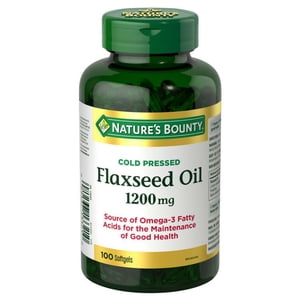 NATURE'S BOUNTY Flaxseed Oil, Presse à froid, 1200 mg, source de Omega-3 Acides gras et acide linoléique, softgels 100