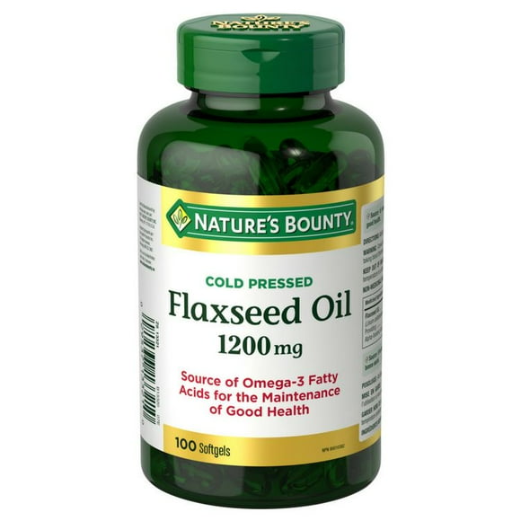 NATURE'S BOUNTY Flaxseed Oil, Cold Pressed, 1200 mg, Source of Omega-3 Fatty Acids And Linoleic Acid, Softgels 100