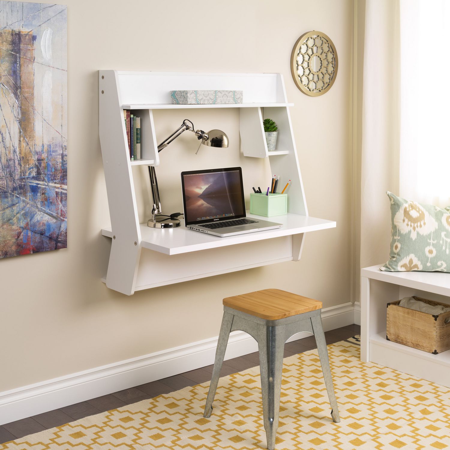 Prepac White Studio Floating Desk Walmart Canada