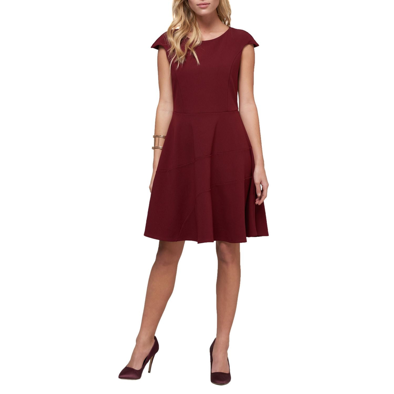 red mock neck dress