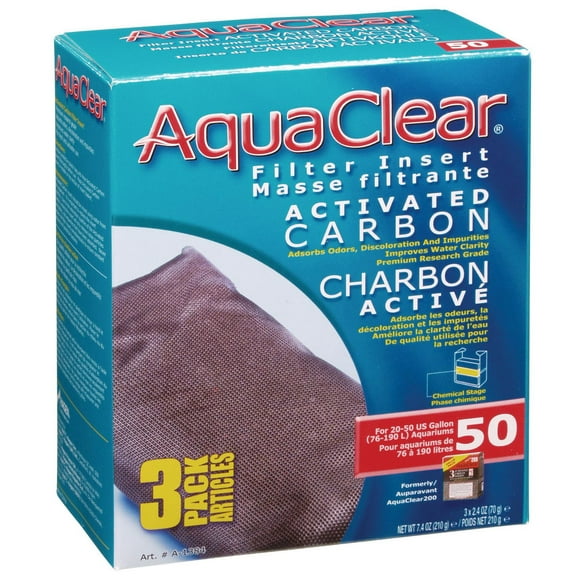 AquaClear 50 Activated Carbon Filter Insert 3 pack, 210g (7.4 oz)