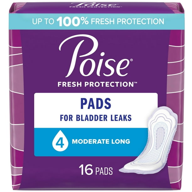 Serviettes d’incontinence Poise pour femmes, degré d’absorption 4, absorption moyenne 16 - 20 serviettes