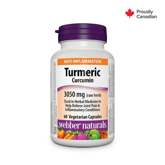 Webber Naturals® Turmeric Curcumin 3,050 mg (raw Herb), 60 Vegetarian Capsules
