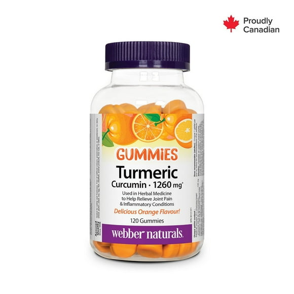 Webber Naturals Turmeric Curcumin 1260 mg Orange Gummies, 120 Gummies