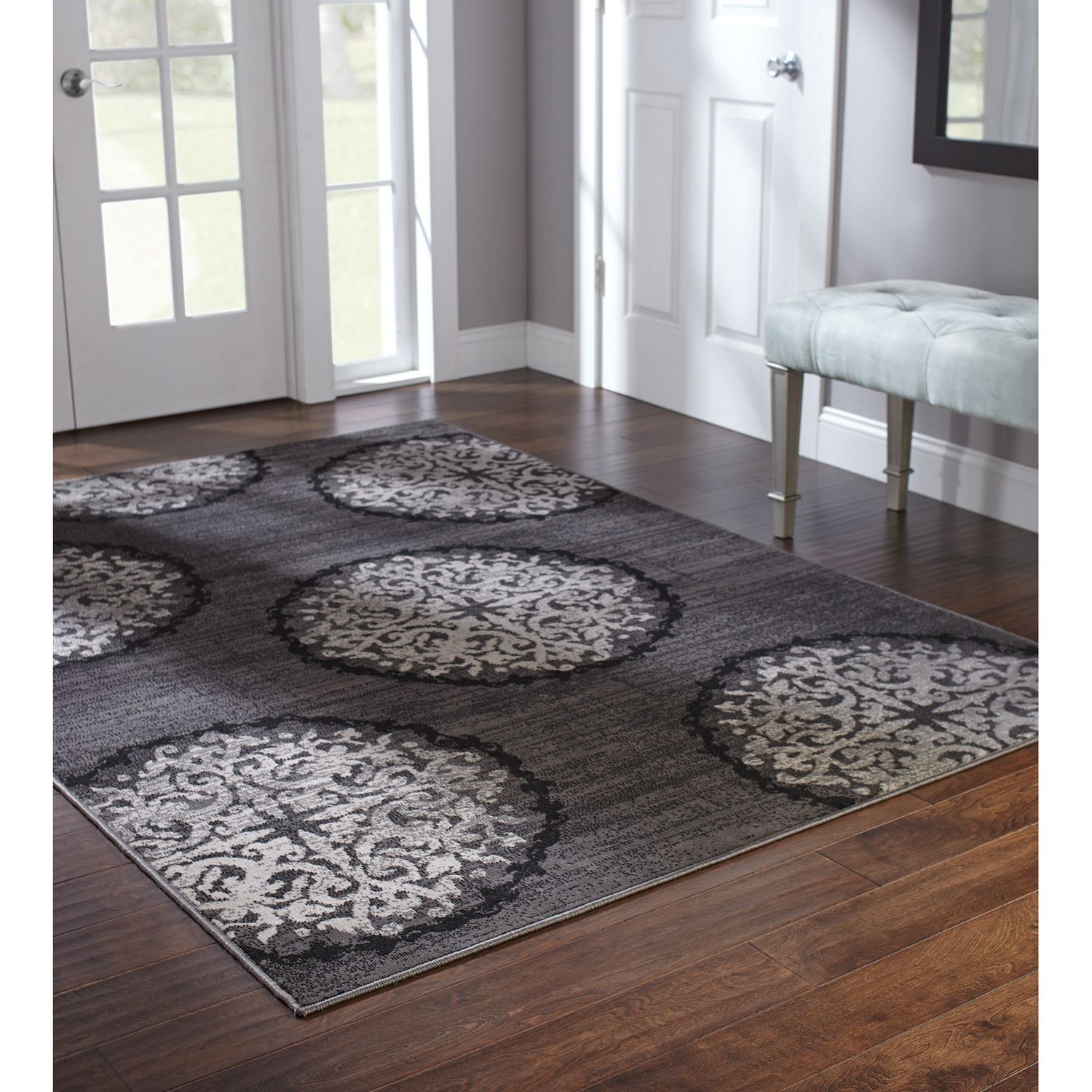 Home Trends Area Rug 5 Ft X 8 Ft Charcoal Medallions Walmart