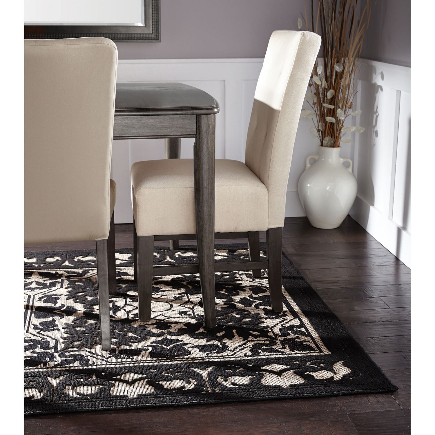 Home Trends Area Rug 5 Ft. 3 In. X 7 Ft. Black/Tan Border Chenille