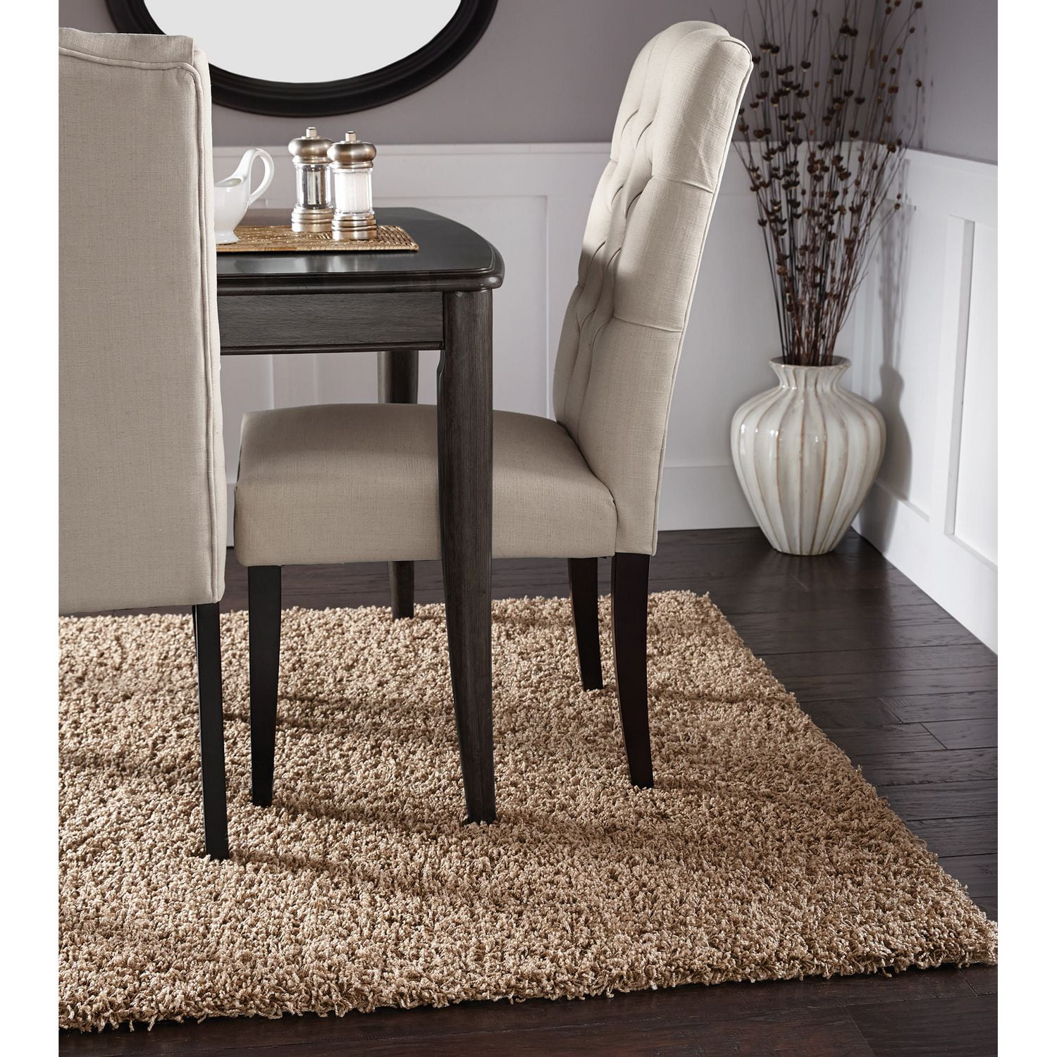 Home Trends Area Rug 4 Ft. 11 In. X 6 Ft. 9 In, Taupe Basic Shag