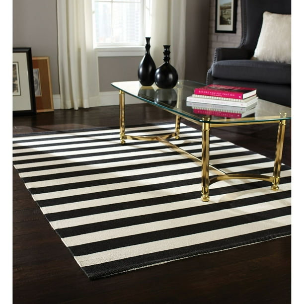 Carpette Home Trends Rayures Noir/Blanc 150 cm x 206 cm
