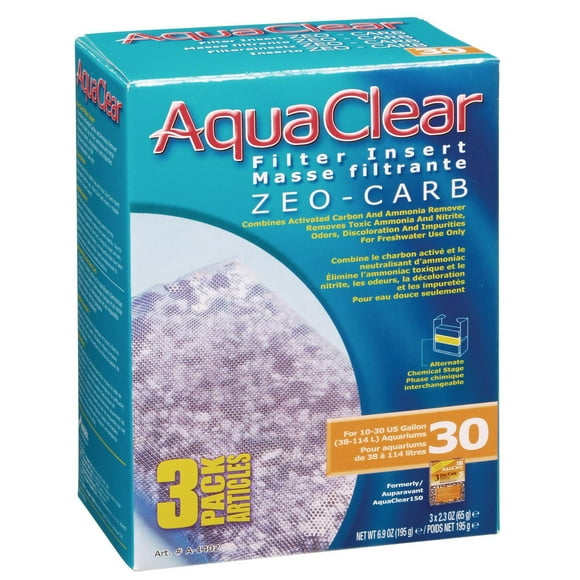AquaClear 30 Zeo-Carb Filter insert, 3 pack, 195 g (6.9 oz )