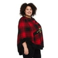 thumbnail image 2 of George Women's Plus Plaid Holiday Poncho, 2 of 6