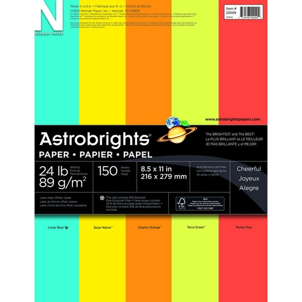 Assortiment de papier 5 couleurs Astro Brights
