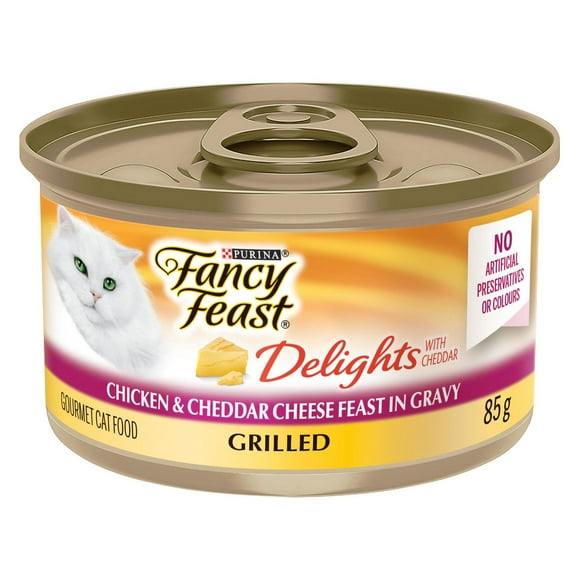 Fancy Feast Delights Grilled Chicken & Cheddar Cheese in Gravy, Wet Cat Food 85g, 85g