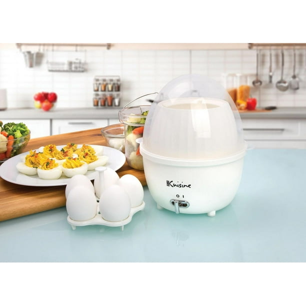 Mini Cuiseur à Vapeur électrique et cuiseur à œufs avec fonction d'arrêt  automatique - Blanc 