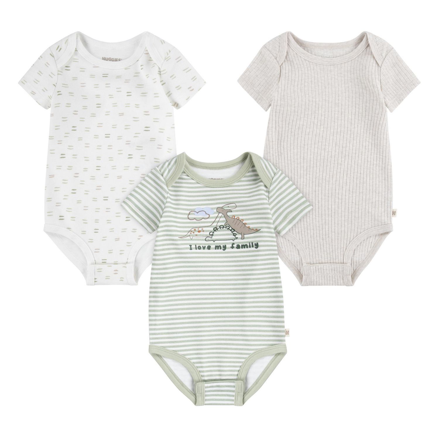 Huggies® Baby Boys' Layette Short Sleeve Organic Cotton 3-Pack Bodysuits