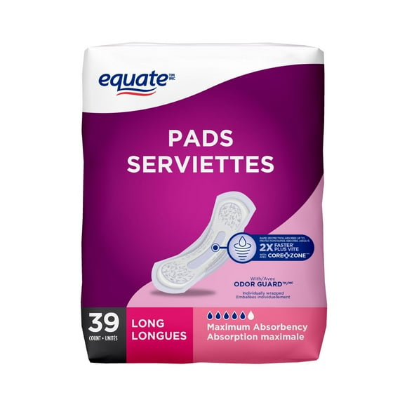 Equate Maximum Absorbency Bladder Control Pads, 39 Pads, Maximum Long
