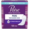 thumbnail image 1 of Poise Incontinence Pads for Women, 6 Drop, Ultimate Absorbency, Regular, 56Ct, 1 of 7