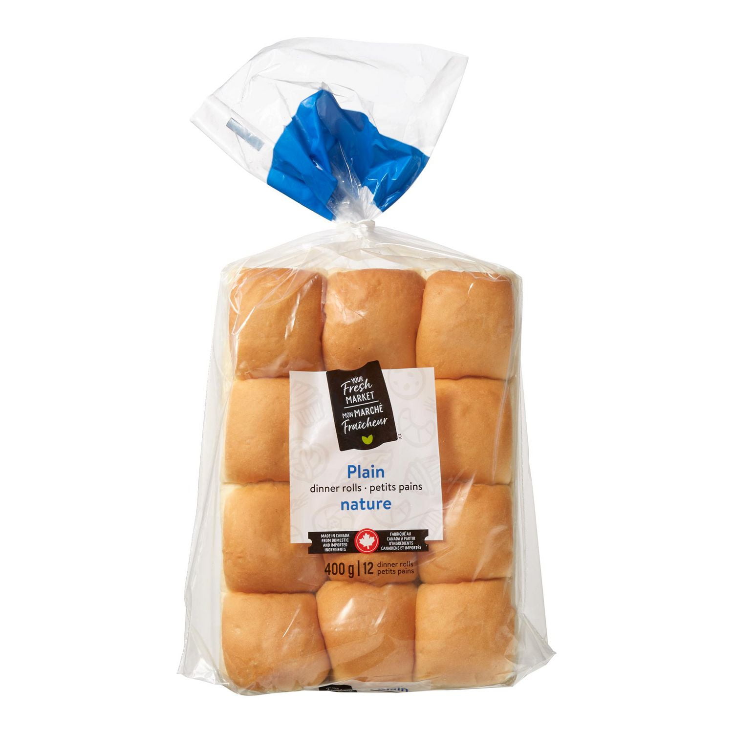 Your Fresh Market Plain Dinner Rolls, 12 pieces, 400 g total