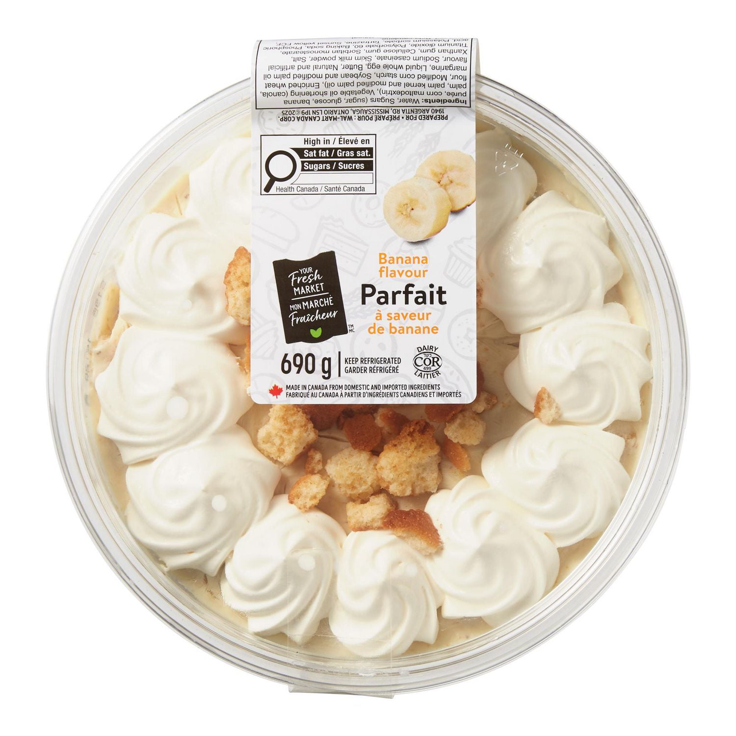 Parfait à la banane Mon marché fraîcheur 690 g