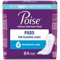 thumbnail image 1 of Poise Incontinence Pads for Women, 4 Drop, Moderate Absorbency, Long, 84Ct, 1 of 7