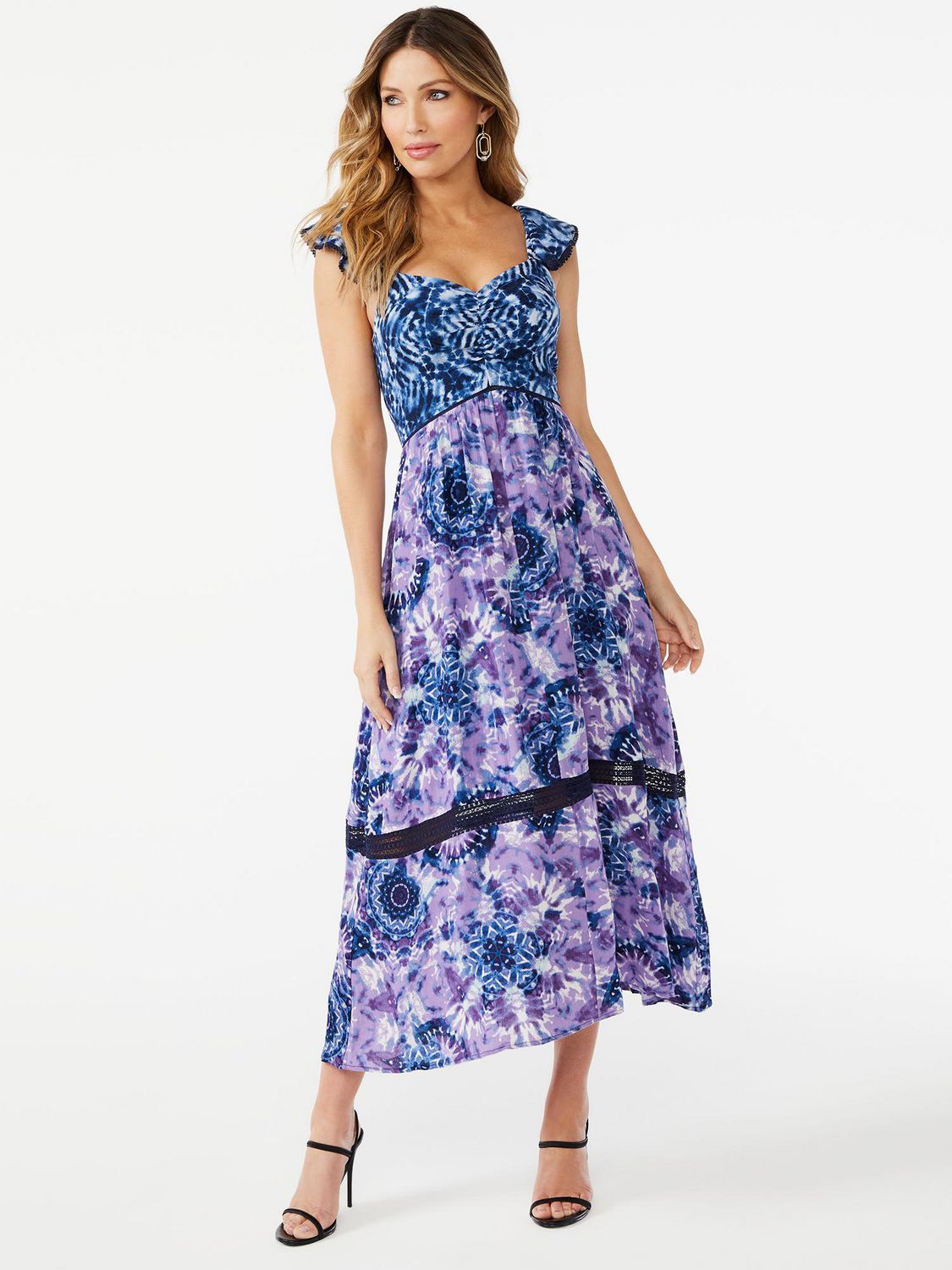 Sofia Jeans by Sofia Vergara Women's Tiered Maxi Dress with Back Tie Neck