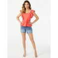 thumbnail image 1 of Sofia Jeans by Sofia Vergara Women's Mixed Media Peplum Top, 1 of 1