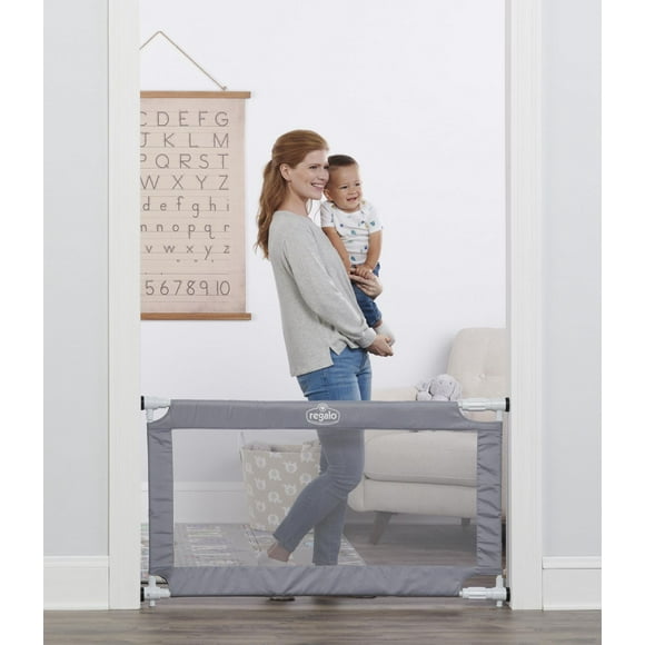 Regalo 50" Expandable Mesh Baby Safety Gate, Gray Baby Gate, Ages 6 to 24 Months