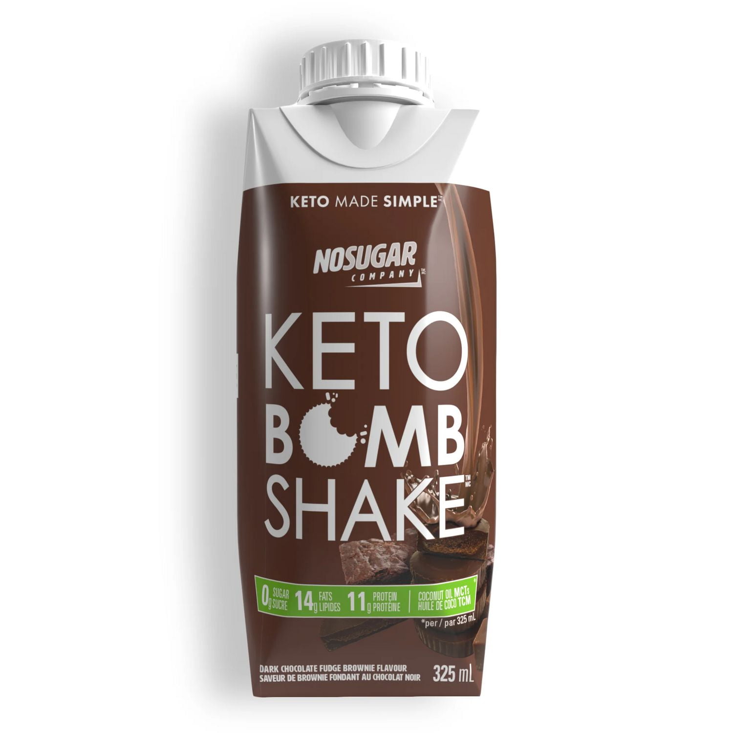 No Sugar Keto Bomb Shake Dark Chocolate Fudge Brownie