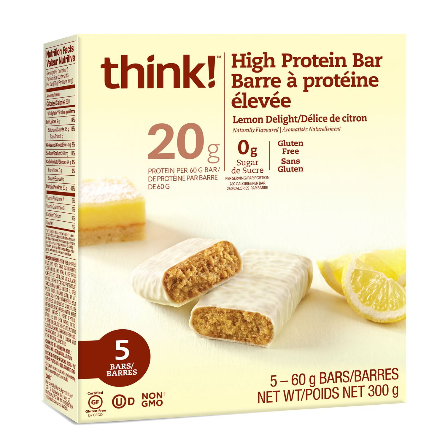 ThinkThin High Protein bar Lemon Delight 5ct | Walmart Canada