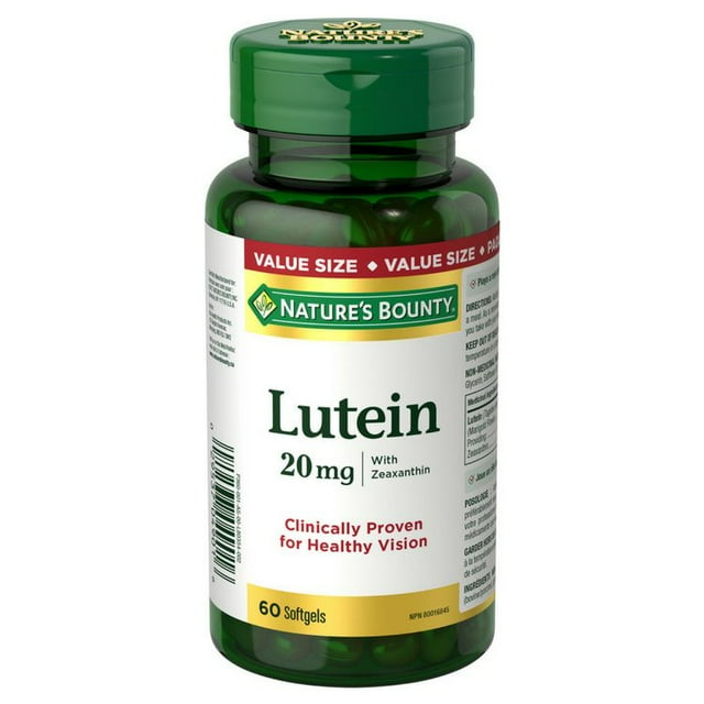 NATURE'S BOUNTY Lutein, Helps to Support Eye Health In Conditions Like Cataracts & Age-related Macular Degeneration, Helps to Reduce Risk Of Cataracts, Helps to Improve Macular Pigment Optical Density, Value Size 60.0 count