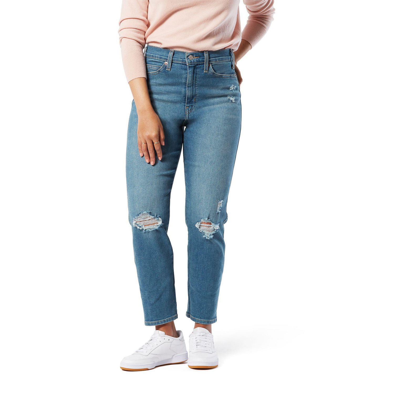 Straight Fit High Rise Ankle Jeans
