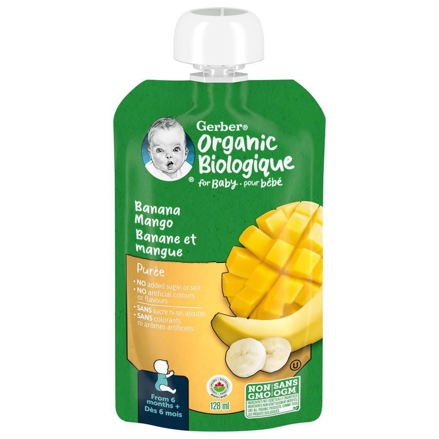 GERBER Organic Purée, Banana Mango, Baby Food, 128 ml, 128 ML